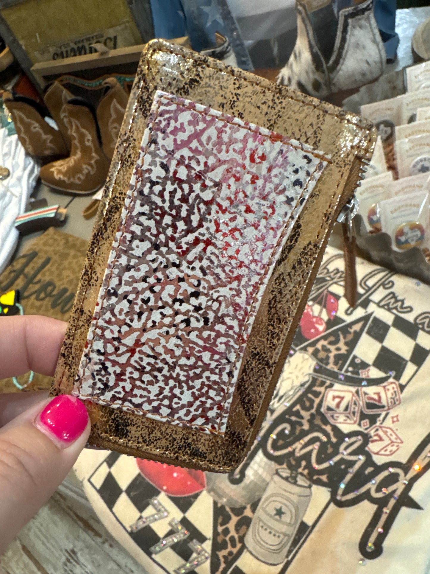 Ashen Blush Leather Wallet in Mauve Snake Print