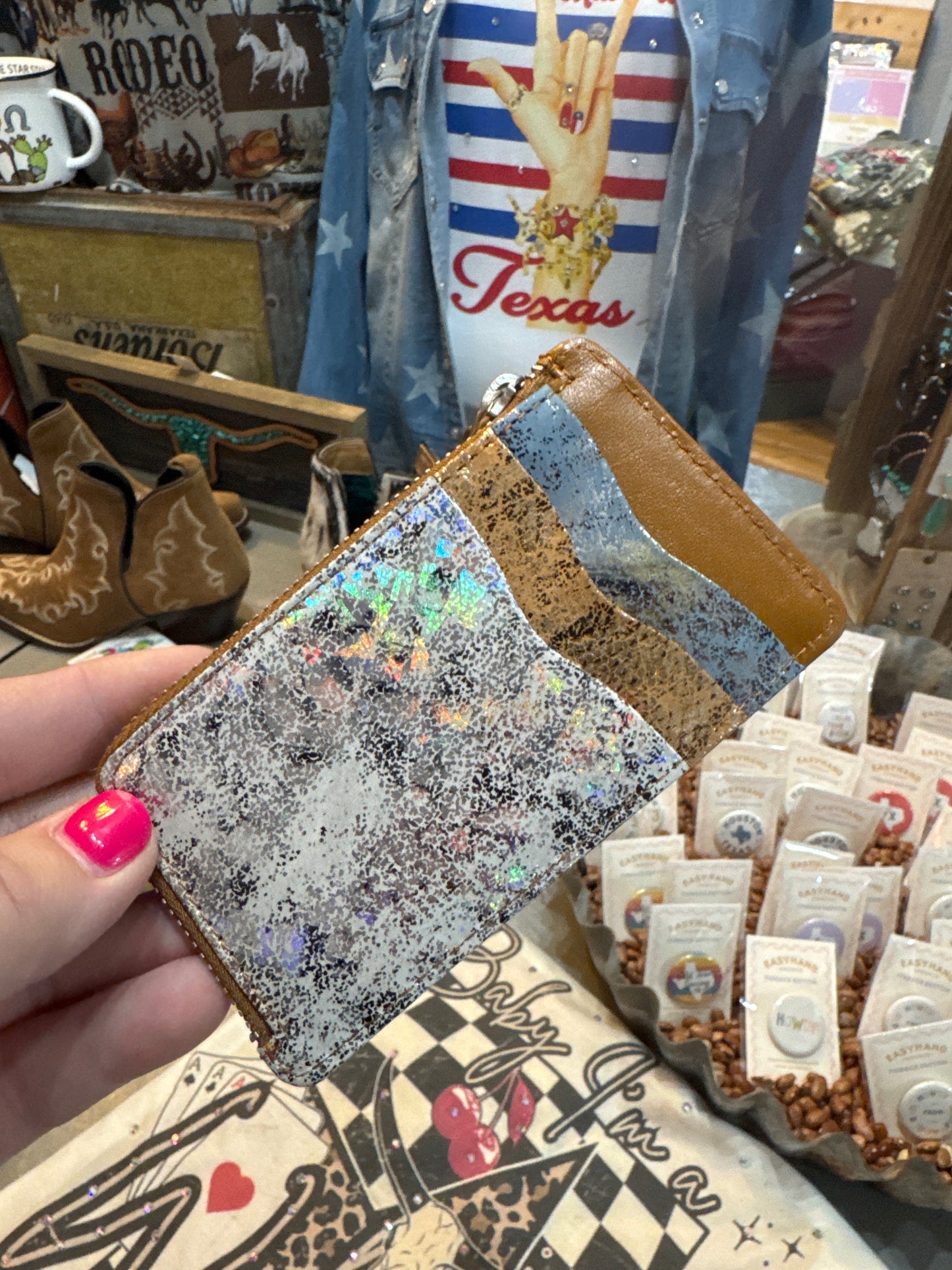 Shadow Celeste Leather Wallet In Frosted Snake Print