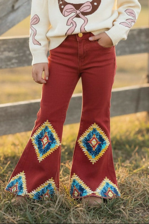 Aztec Burnt Orange Bootcut jeans