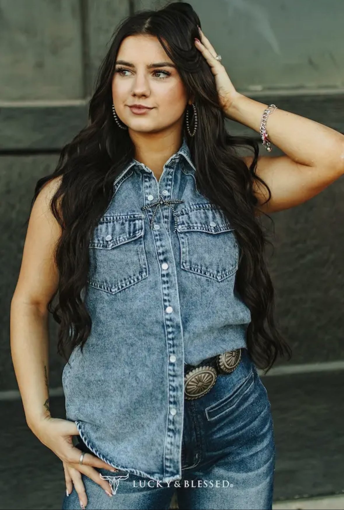 Stone Wash Denim Button Down