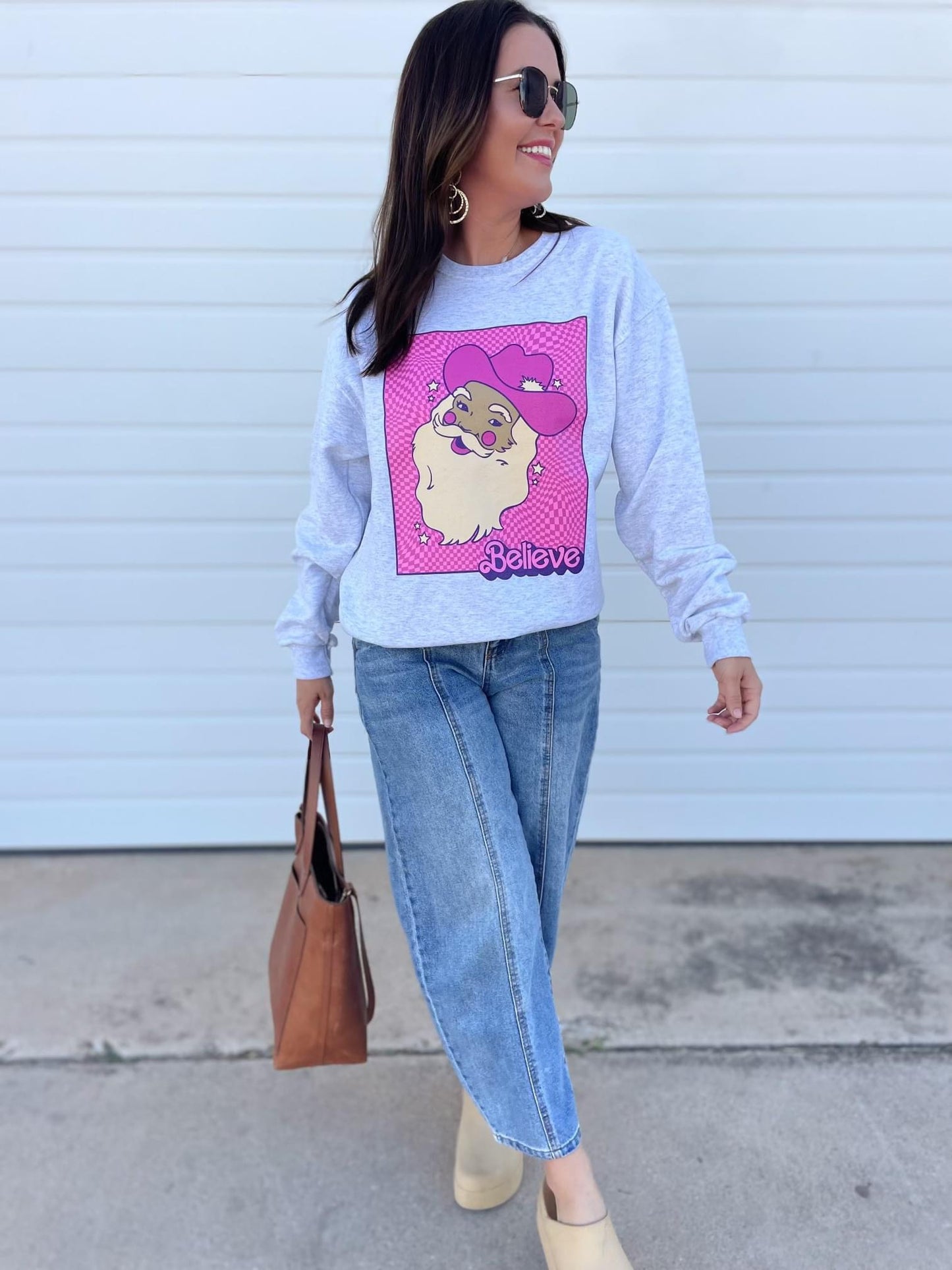 Pink Believe in Santa Sweatshirt