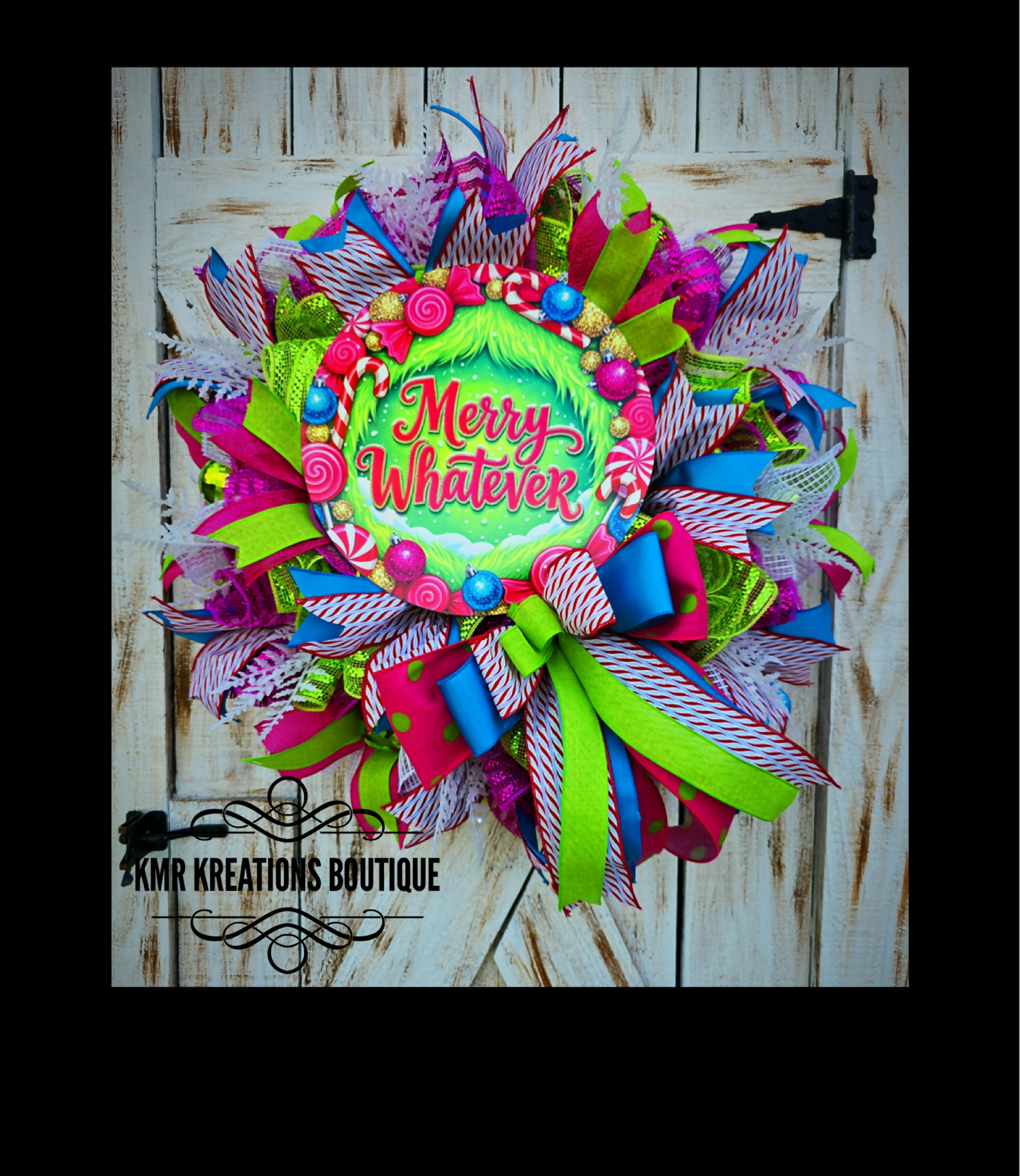 ? Merry Whatever Whimsical Christmas Wreath – Handmade Holiday Décor