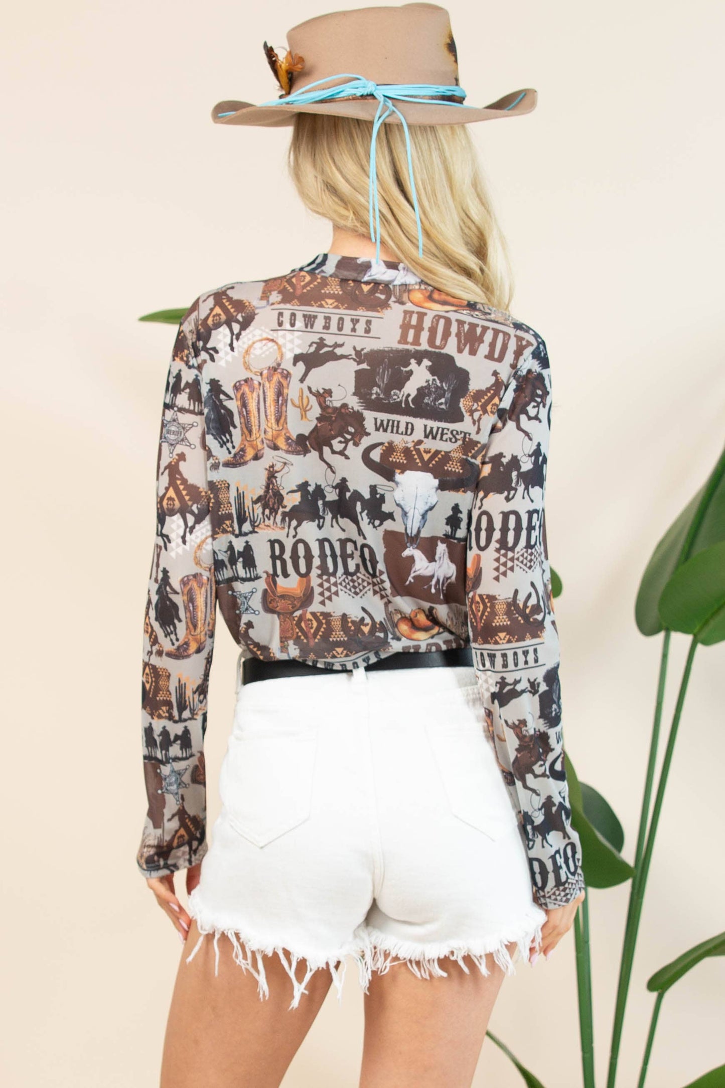 AUBREY WESTERN RODEO MESH TOP