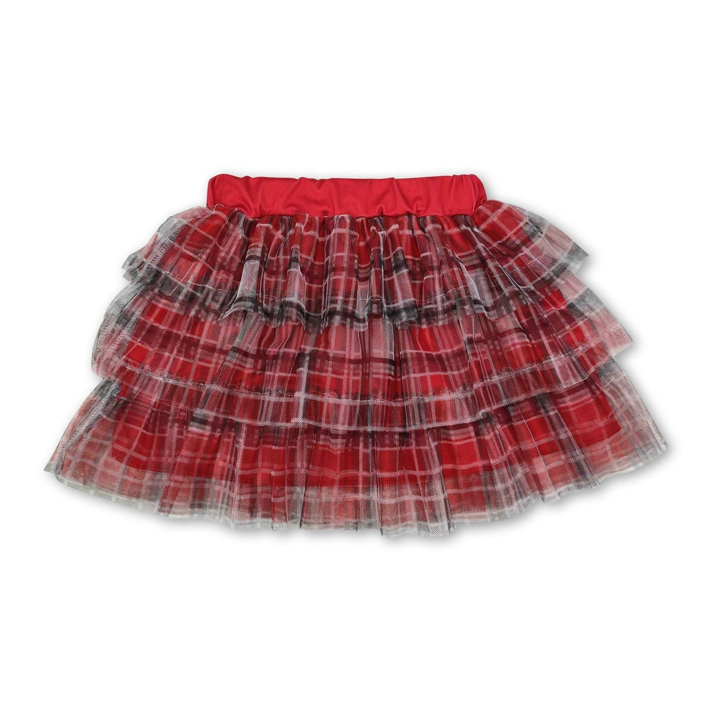 Plaid Ruffle Tulle Skirt