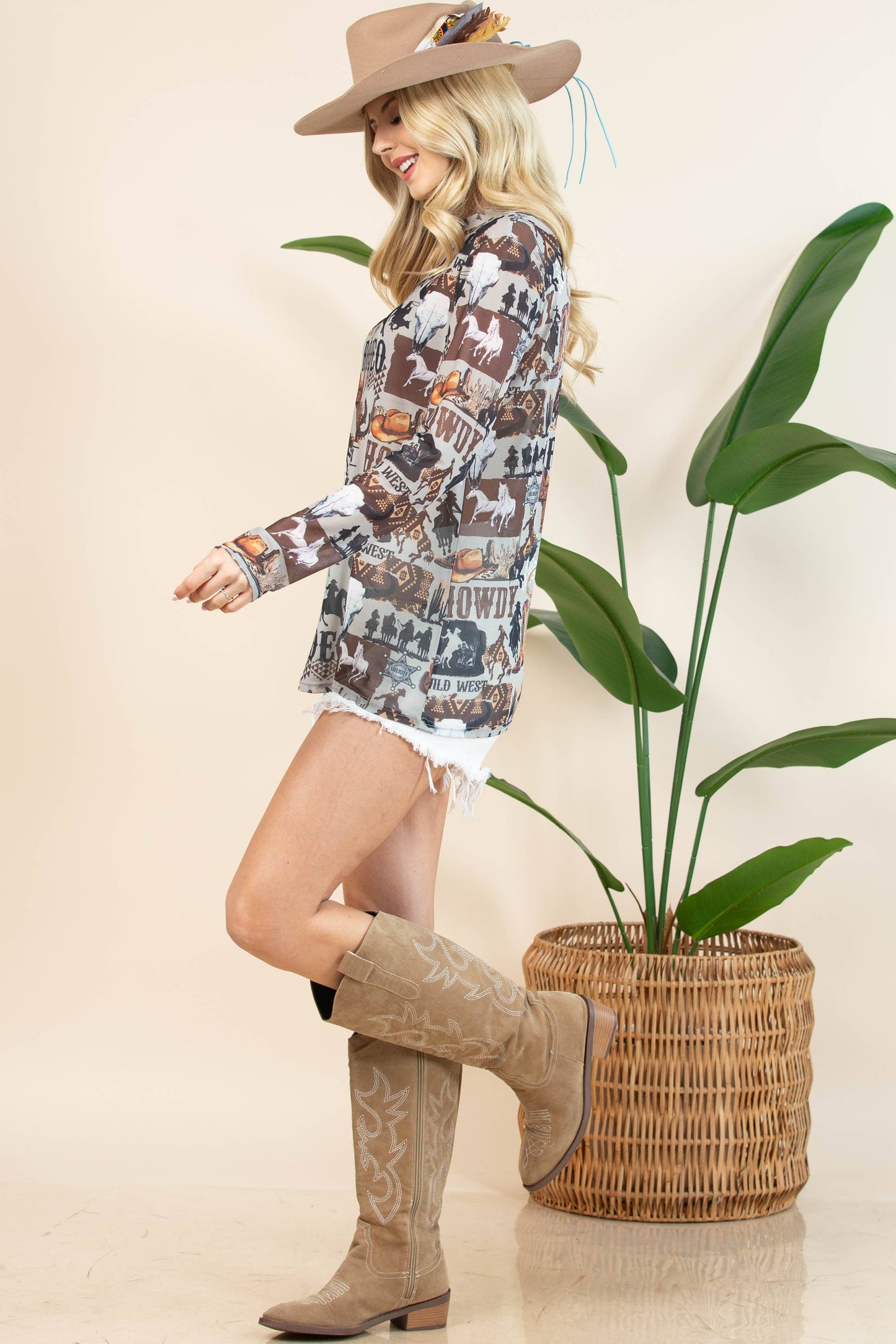 AUBREY WESTERN RODEO MESH TOP