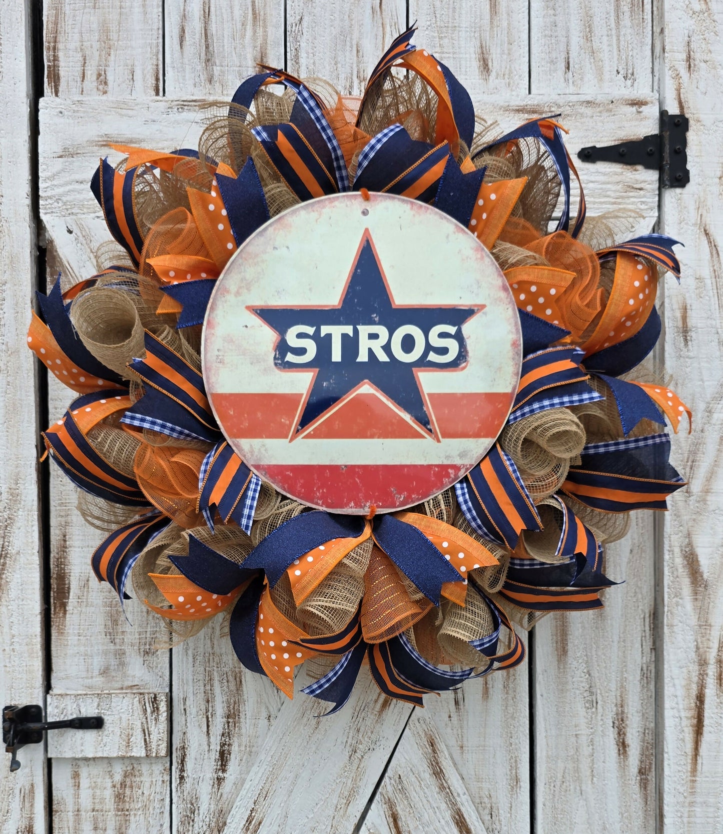 Houston Star Astros Inspired Door Wreath | Rustic Baseball Fan Decor | Front Door Wreath | Houston Baseball Decor