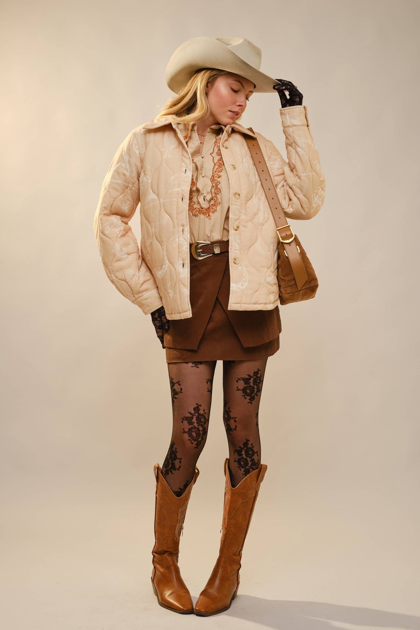 Western Printed Quilted Shacket