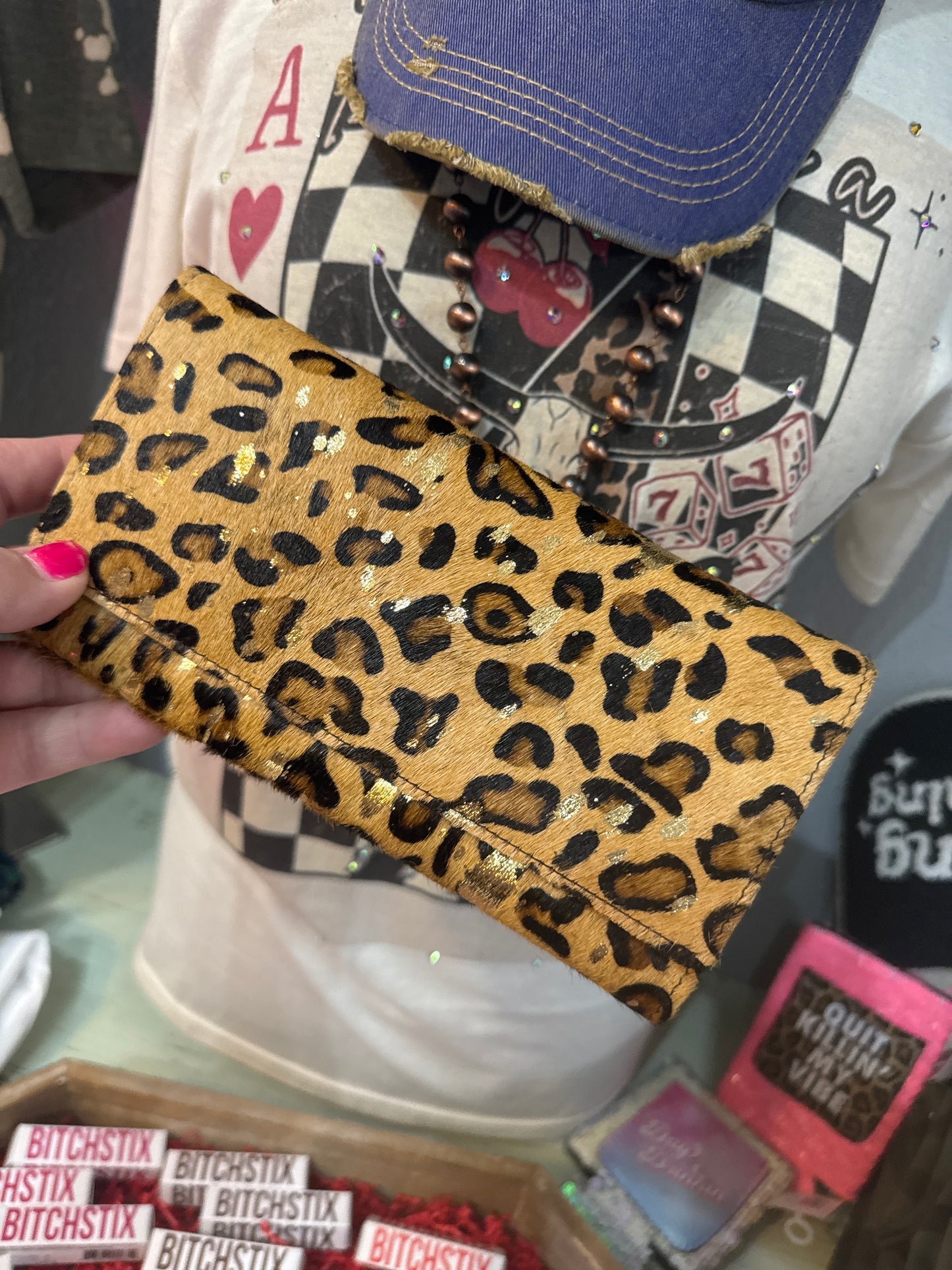 Leopard Gold Metallic Print Wallet
