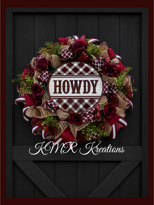 Howdy Collegiate Mesh & Ribbon Wreath