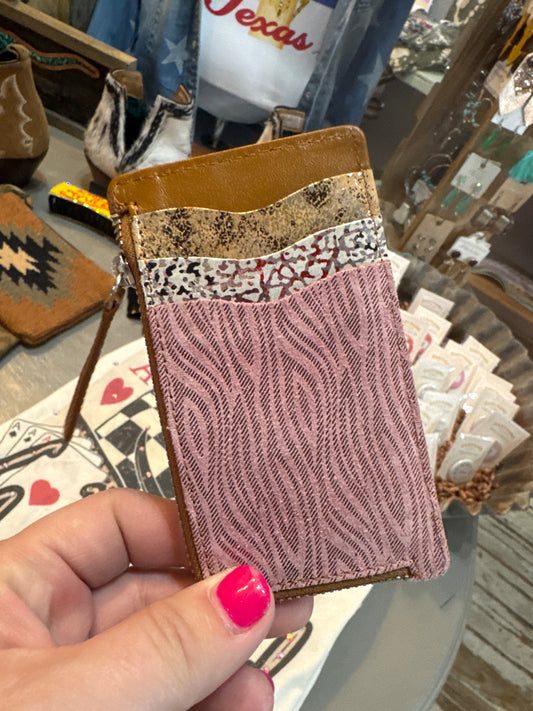 Ashen Blush Leather Wallet in Mauve Snake Print