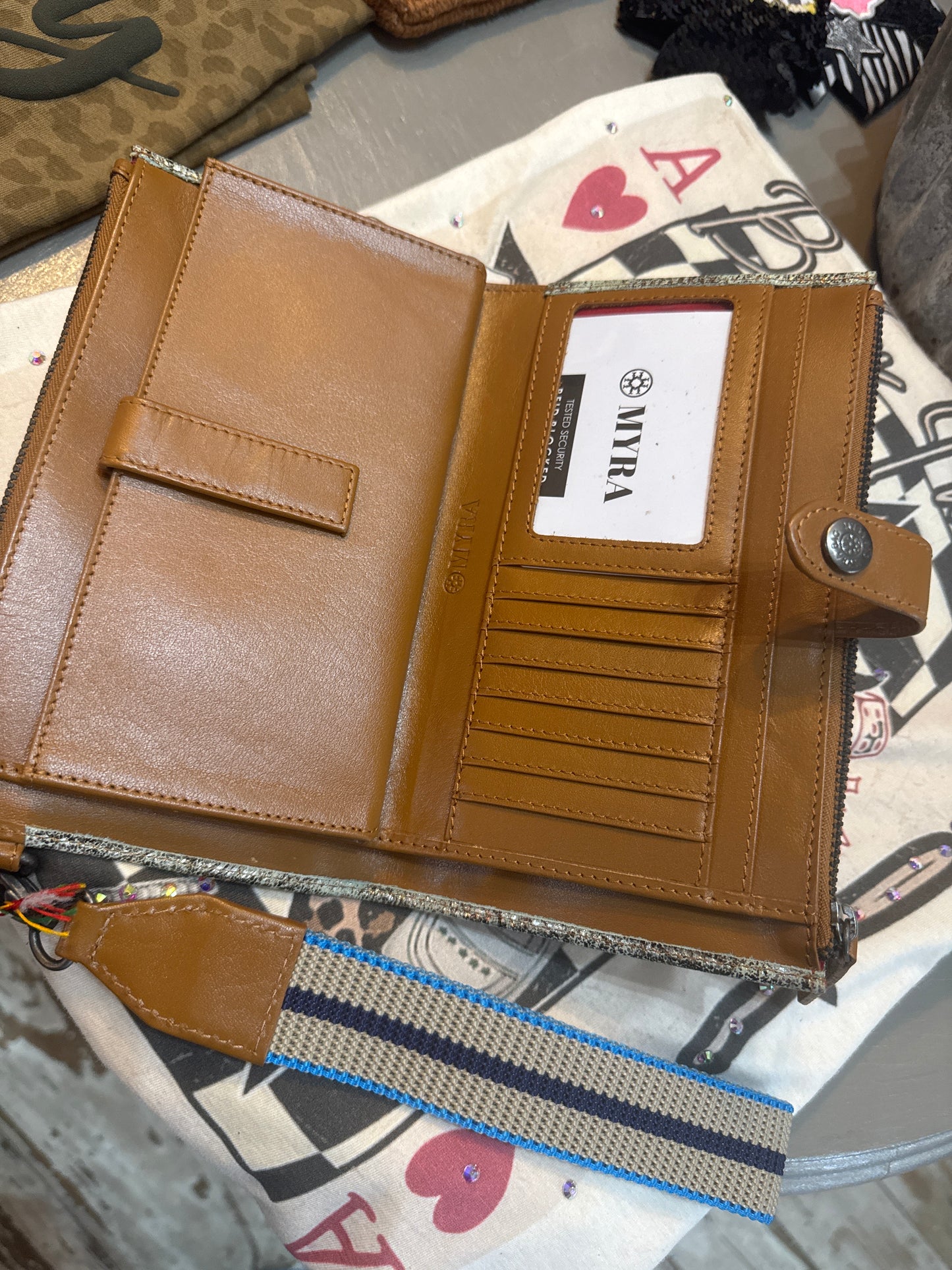 Aurora Sage Leather Wallet in Glimmer Snake Print