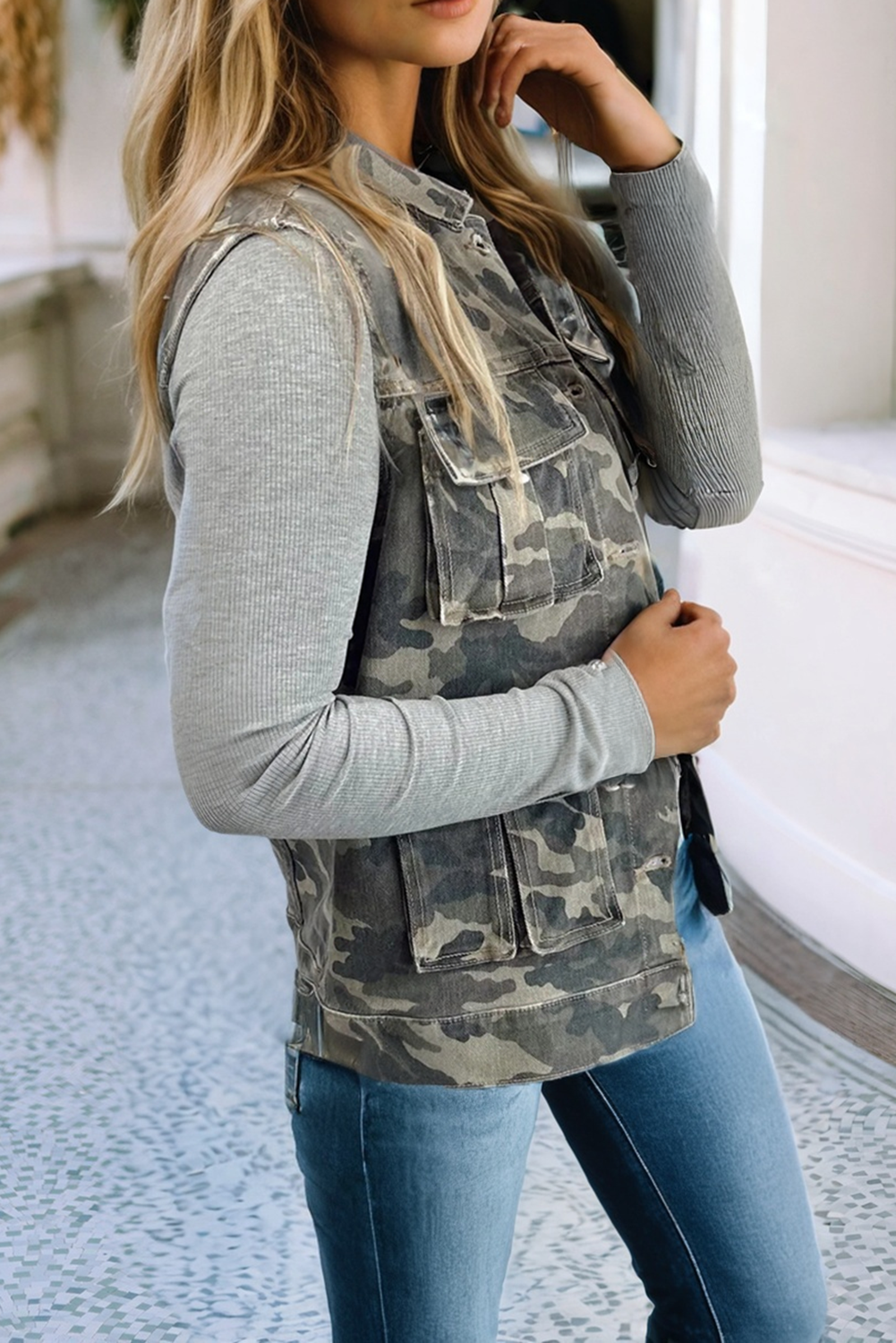 Camo Denim Vest