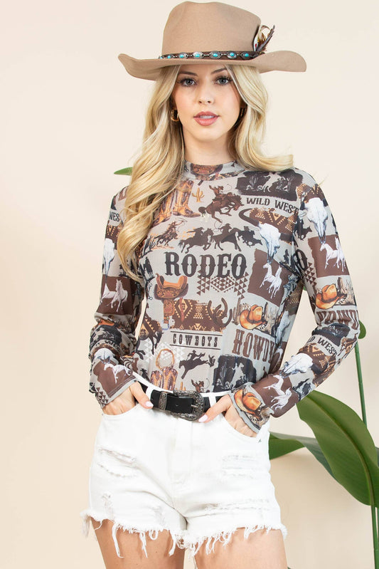 AUBREY WESTERN RODEO MESH TOP