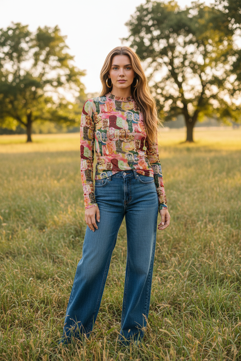 KICKING BOOTS MESH TOP