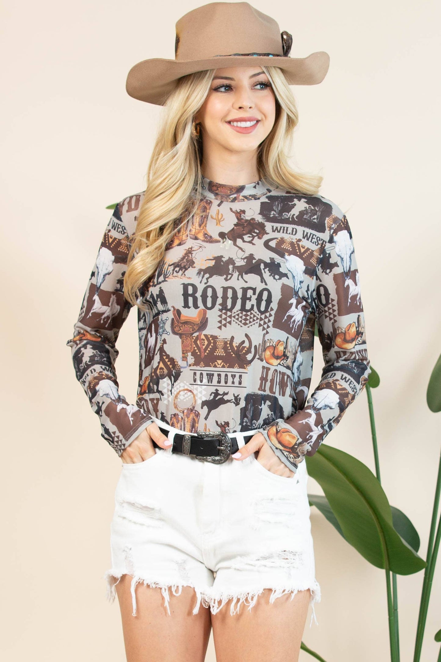 AUBREY WESTERN RODEO MESH TOP