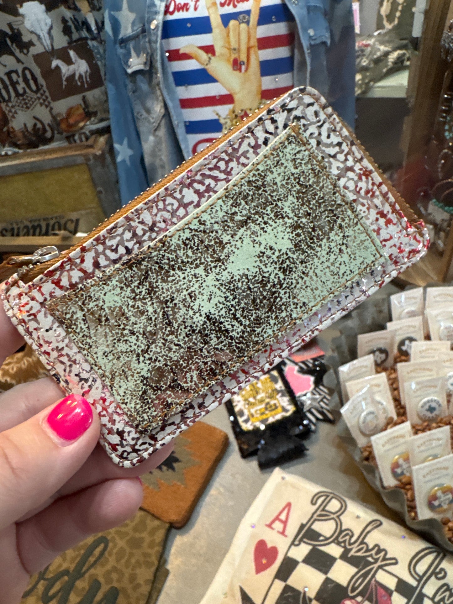 Oasis Gleam Leather Wallet In Sapphire Snake Print