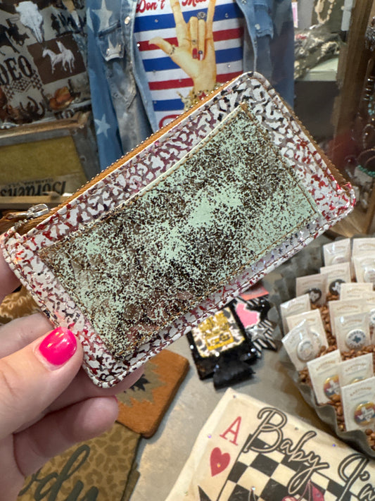 Oasis Gleam Leather Wallet In Sapphire Snake Print