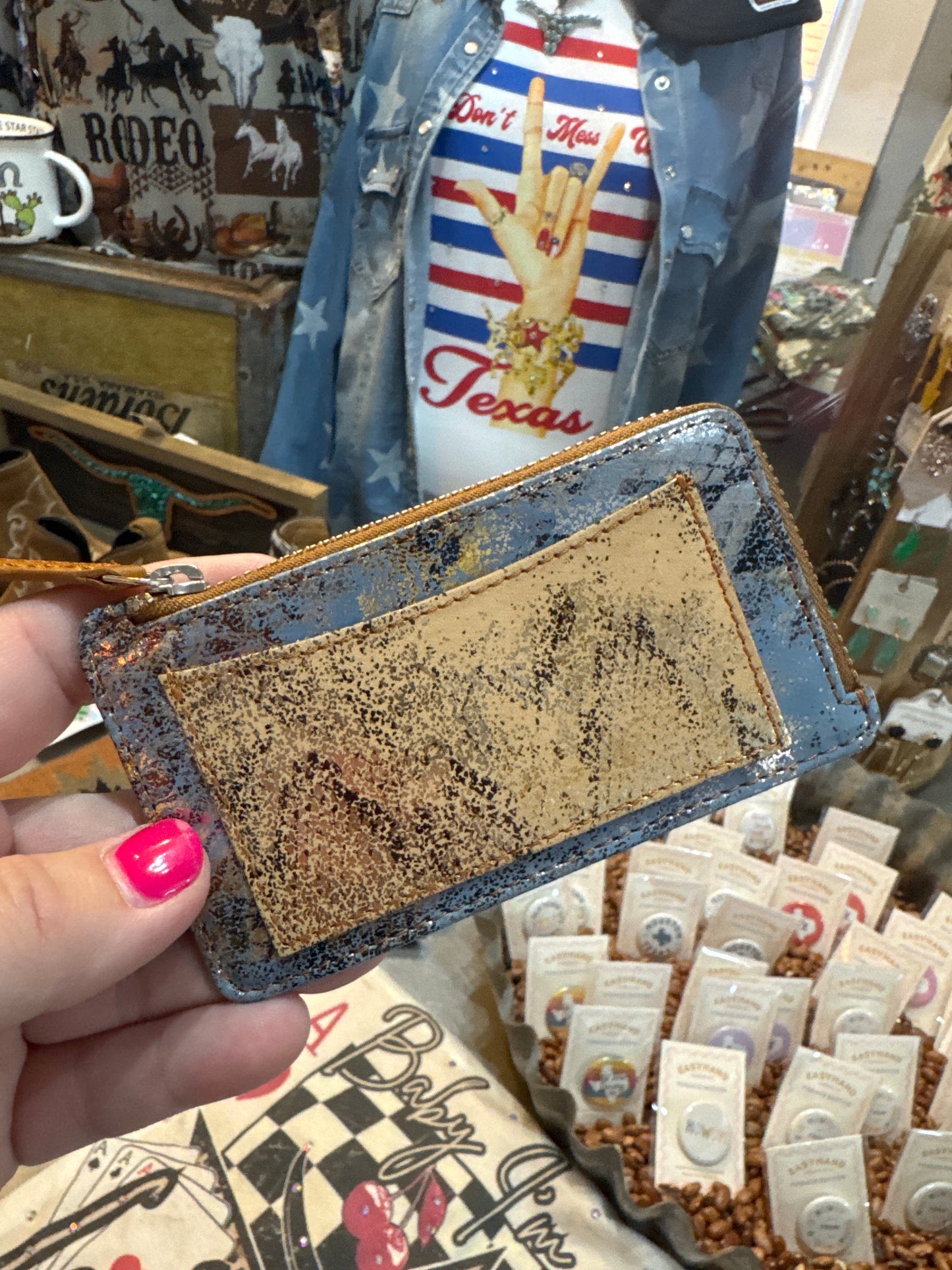 Shadow Celeste Leather Wallet In Frosted Snake Print