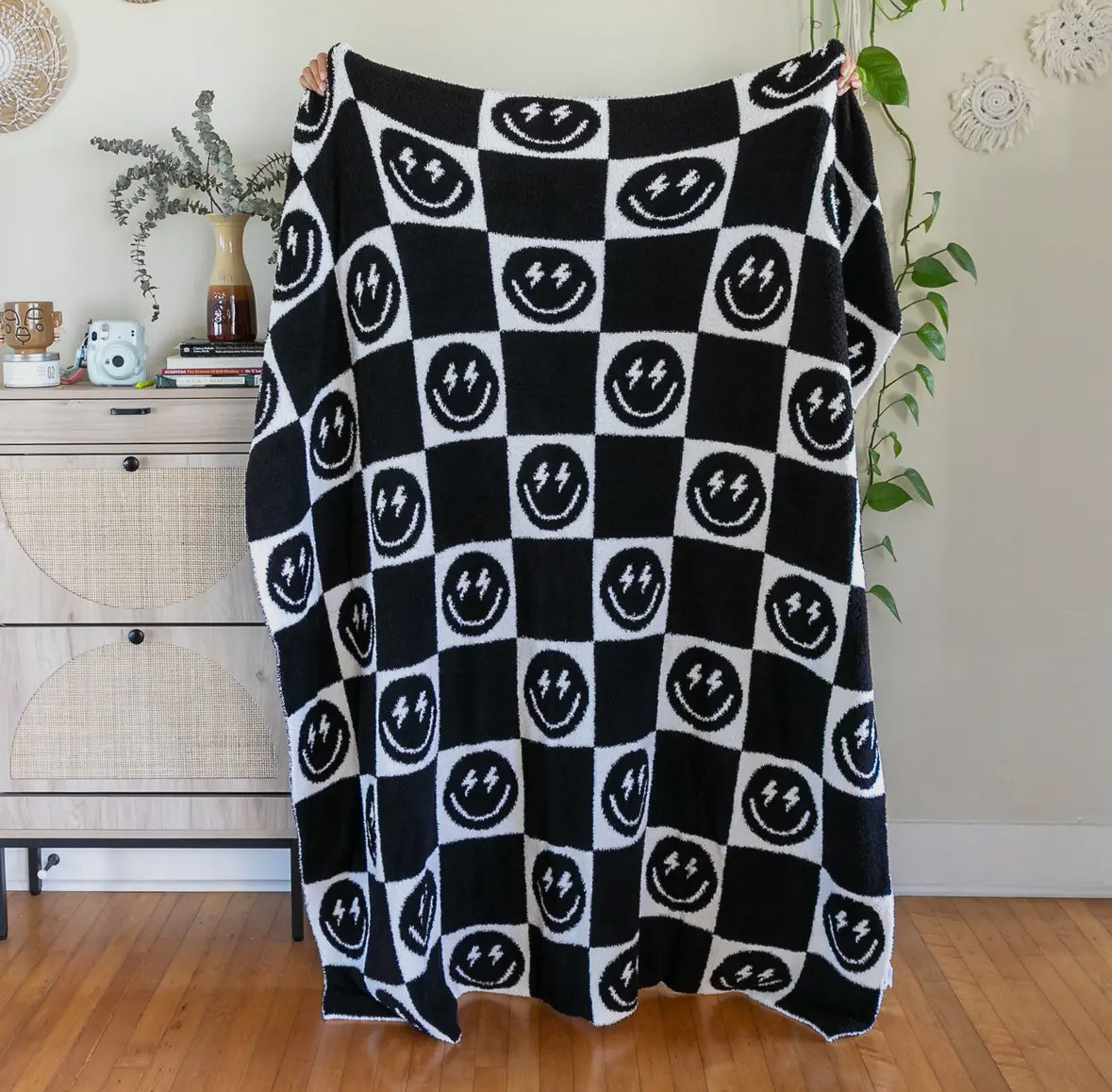 Checkered Smiley Cozy Blanket