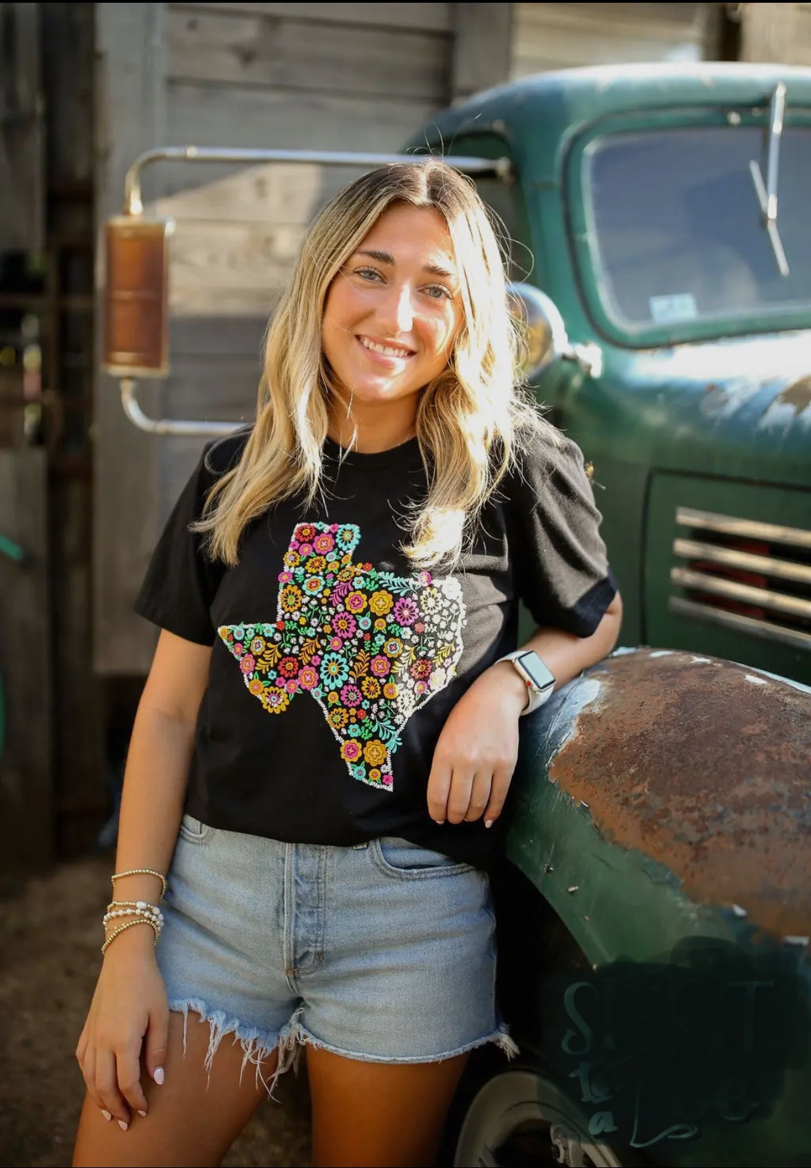 Black Floral Texas Tee