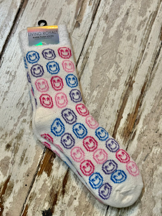Star Smiley Face Warm Plush Socks