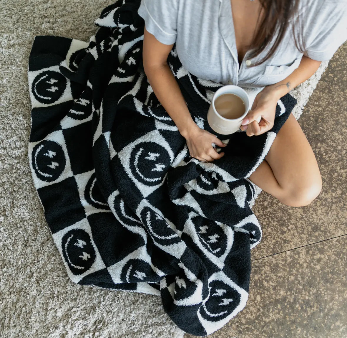 Checkered Smiley Cozy Blanket