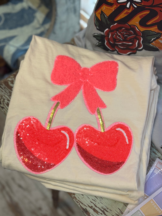 Cherry Bow Patch Tee