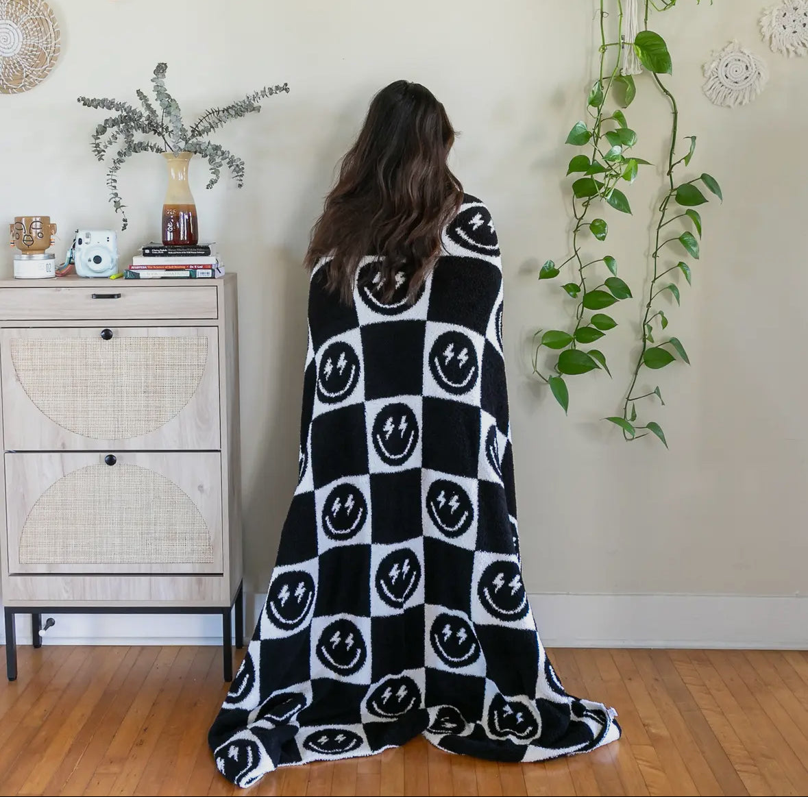 Checkered Smiley Cozy Blanket