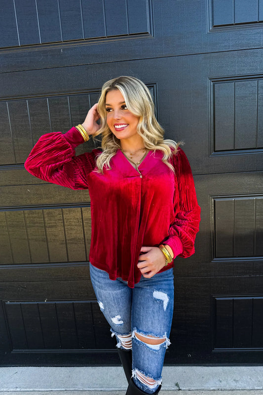 Love Interest Red Velvet Top