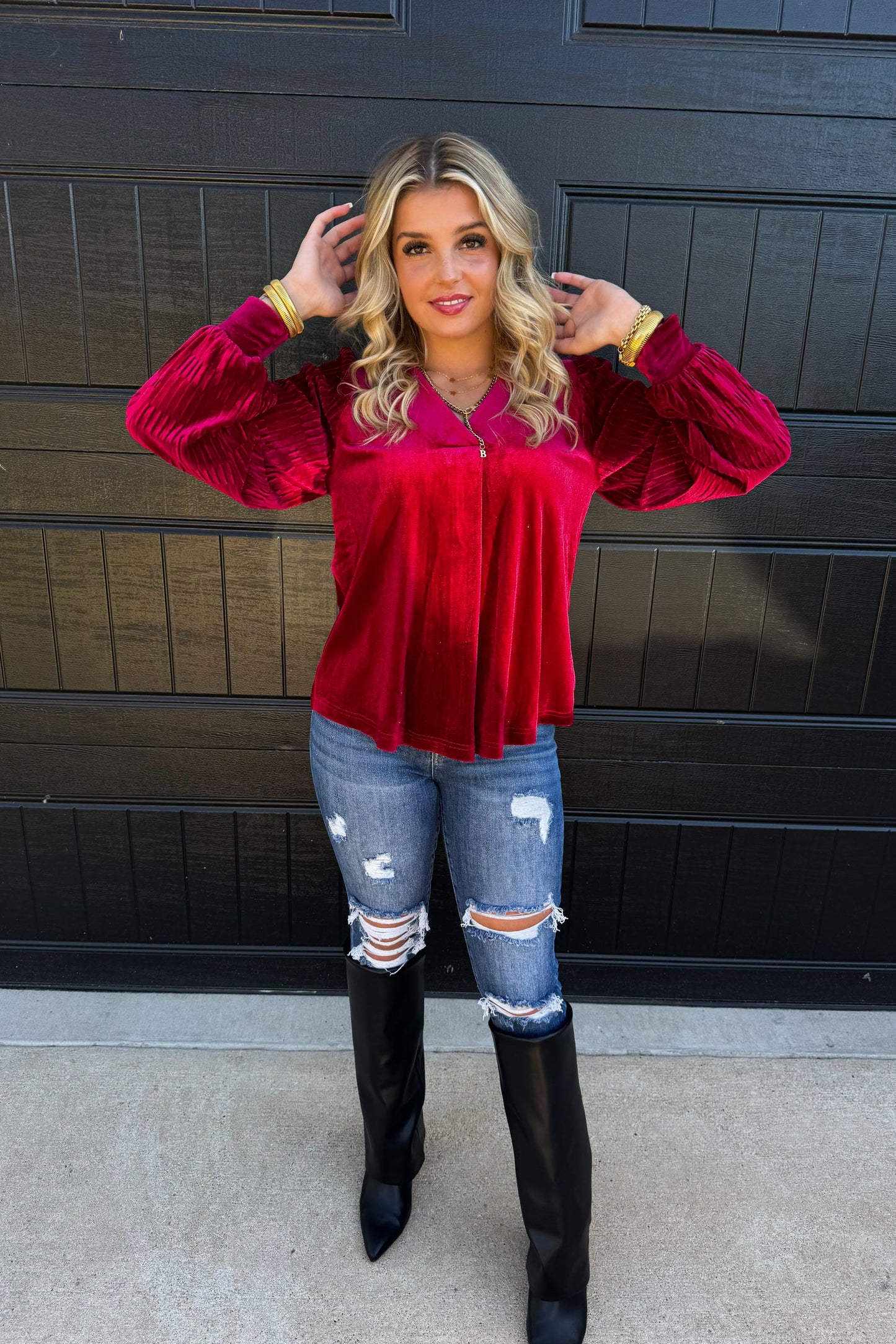 Love Interest Red Velvet Top