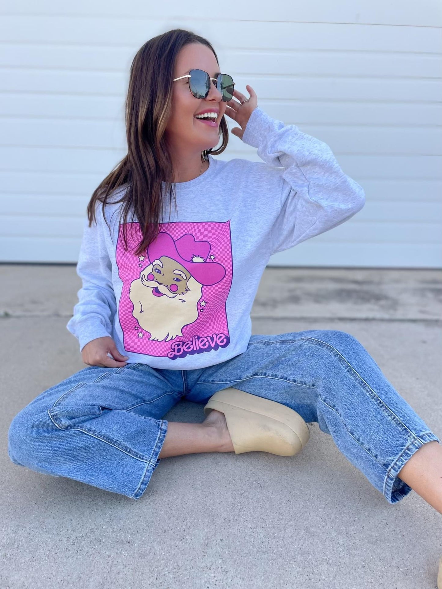 Pink Believe in Santa Sweatshirt