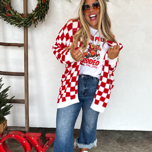Christmas Red Checkered Cloud Cardigan