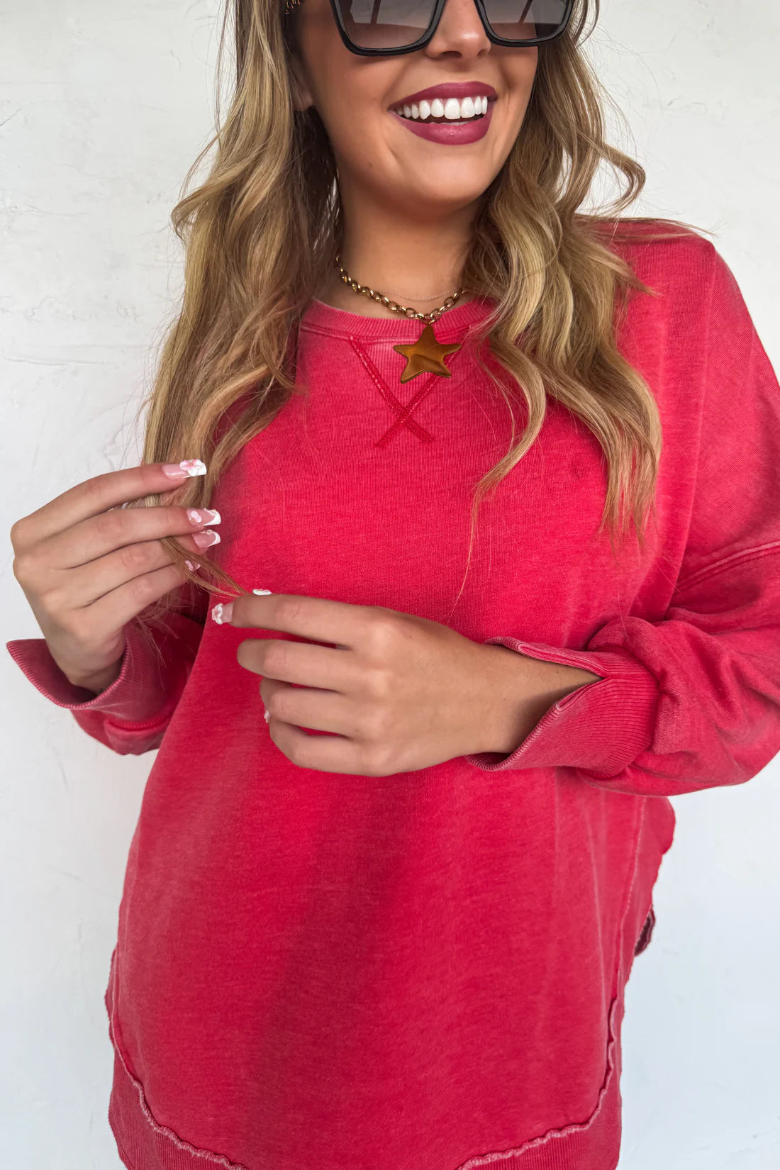 Joss Washed Sweatshirt - Red