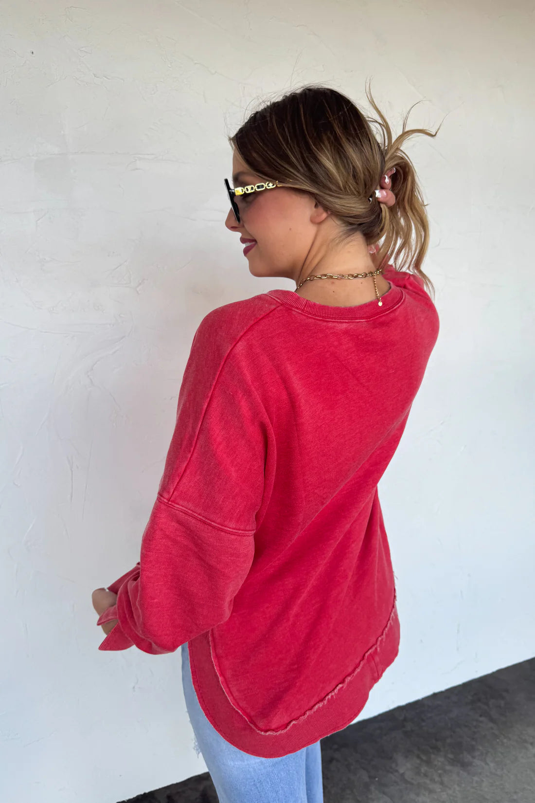 Joss Washed Sweatshirt - Red