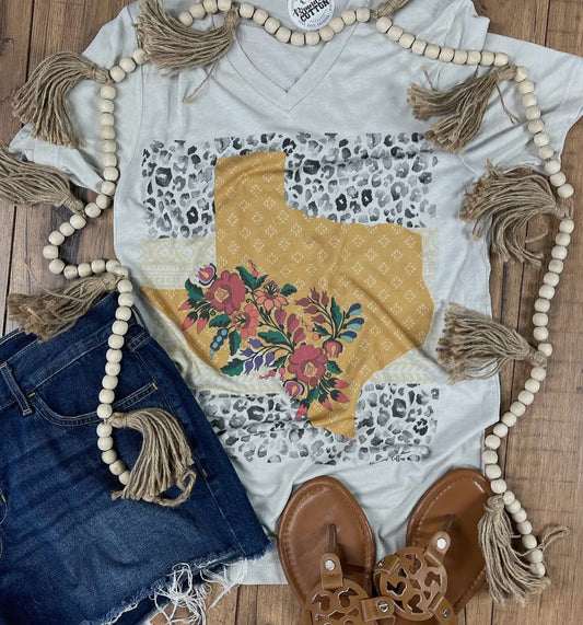 Leopard Floral Texas Tee