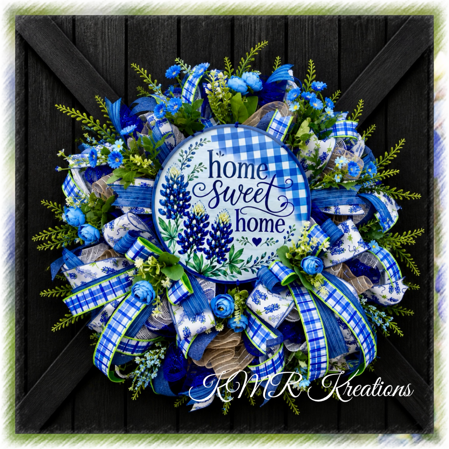 Home Sweet Home Bluebonnet Wreath 💙🌿