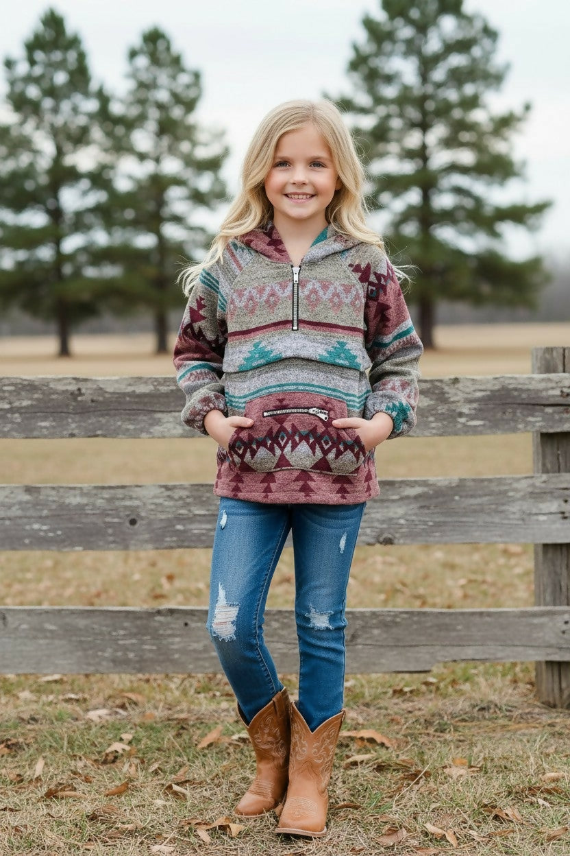 Gray Aztec Printed Pullover