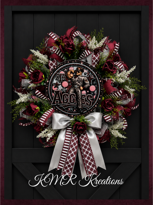 Aggies Spirit Mesh & Ribbon Wreath
