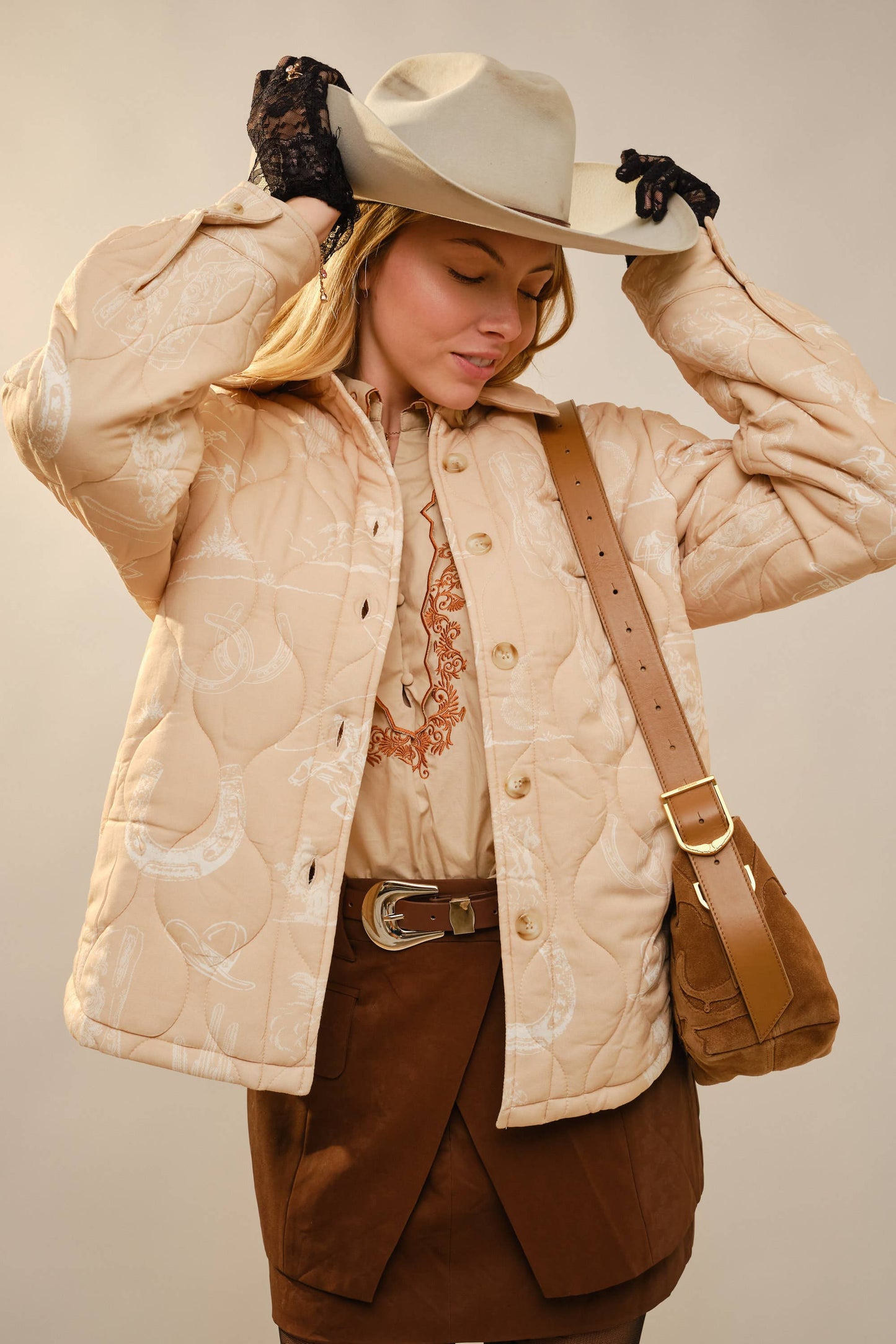 Western Printed Quilted Shacket