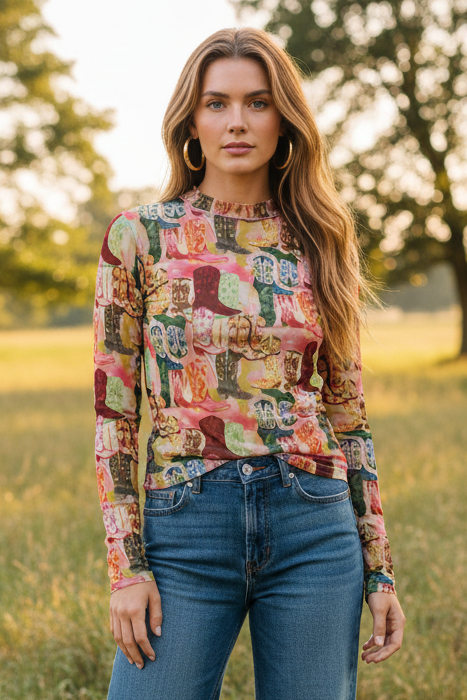 KICKING BOOTS MESH TOP