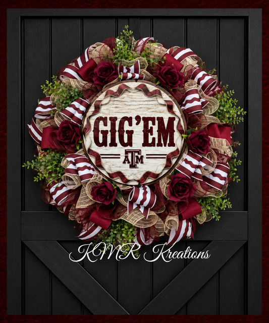 Gig 'Em Texas A&M Mesh & Ribbon Wreath