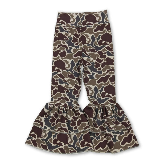 Girls Camo Double Ruffle Leggings
